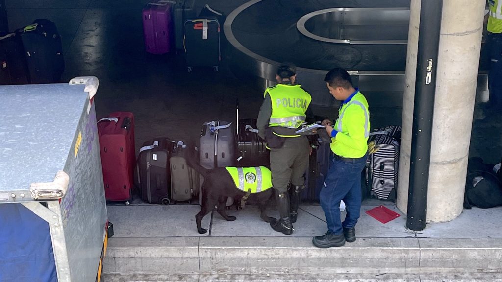 police checks airport luggage