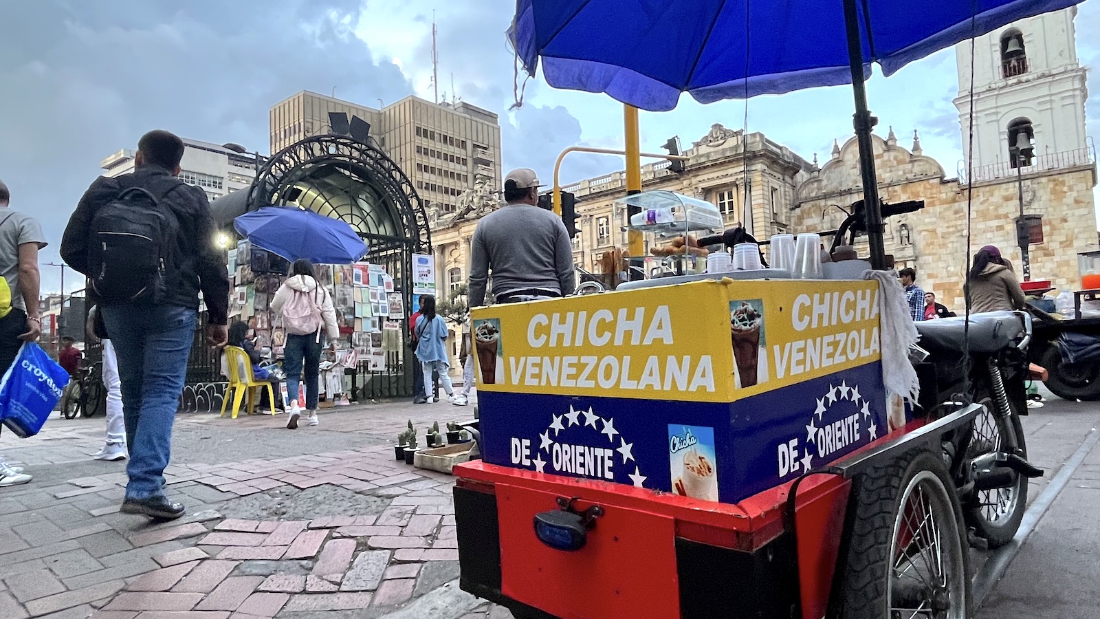 Venezuelan immigrant food seller in Bogota Colombia